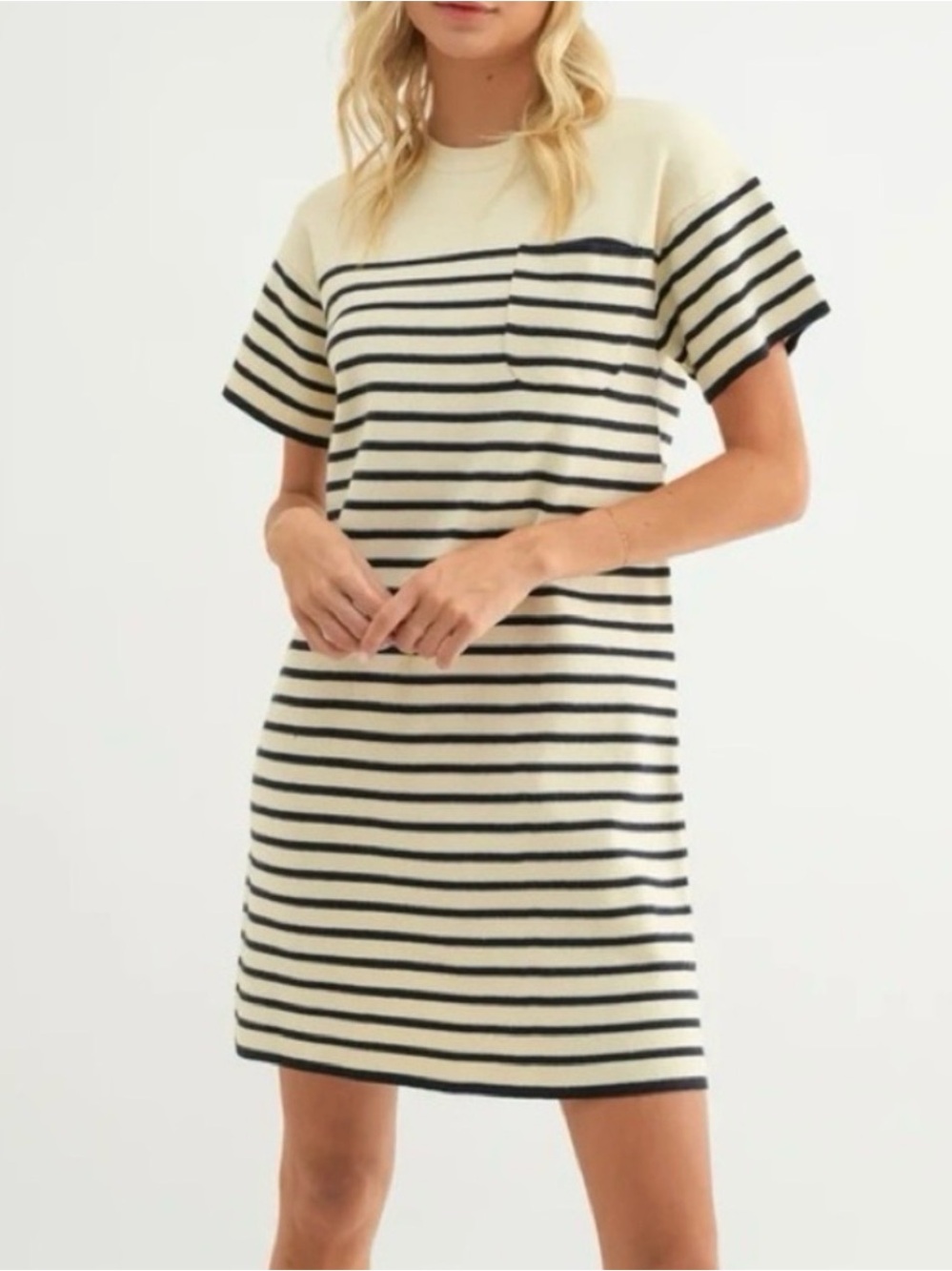 Tuckernuck Frenchie Navy Knit Stripe Cotton Dress